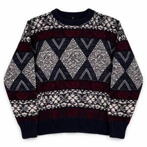 Ultra cozy classic grandpacore vintage method 90s knit sweater Nordic fair isle